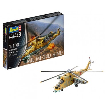 KIT PARA MONTAR REVELL HELICÓPTERO MIL MI-24D HIND 1/100 80 PEÇAS REV 04951